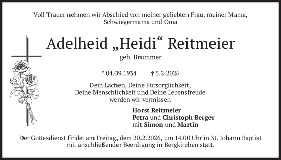Traueranzeige von Adelheid REitmeier von merkurtz