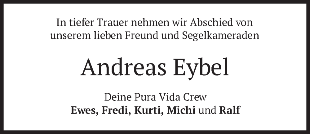 Traueranzeige für Andreas Eybel vom 07.02.2026 aus merkurtz