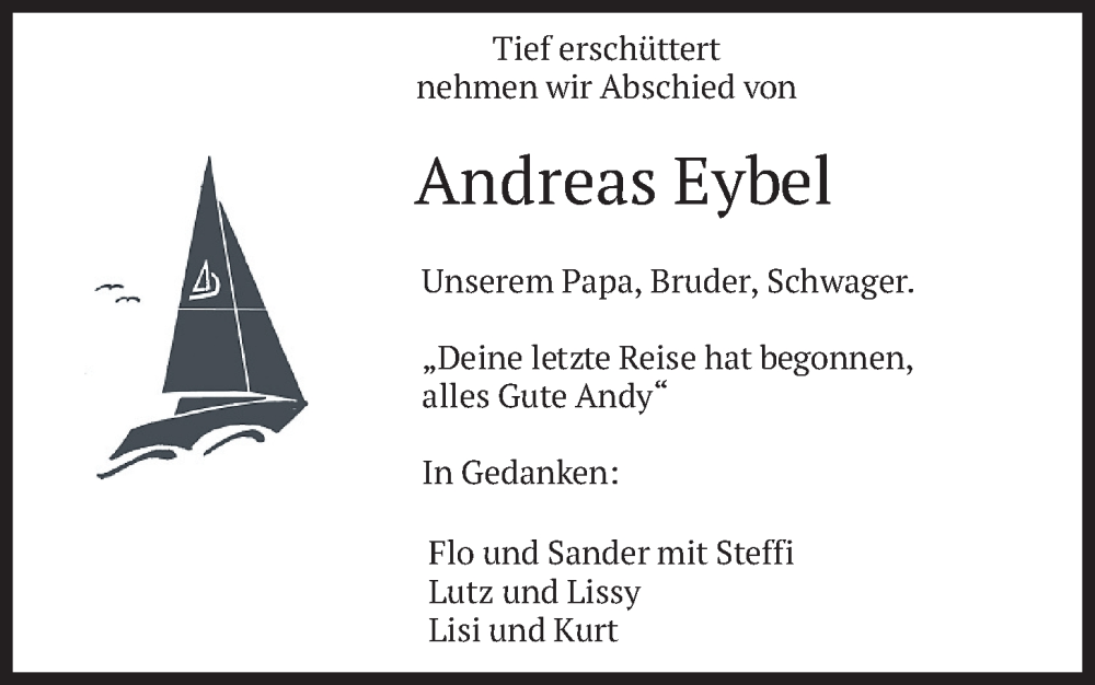  Traueranzeige für Andreas Eybel vom 03.02.2026 aus merkurtz