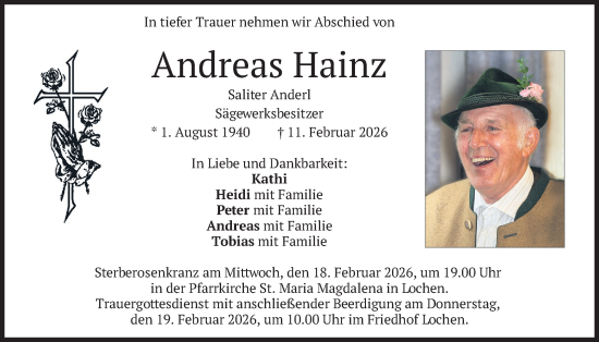 Traueranzeige von Andreas Hainz von merkurtz