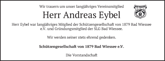 Traueranzeige von Andreas Christian Eybel von merkurtz