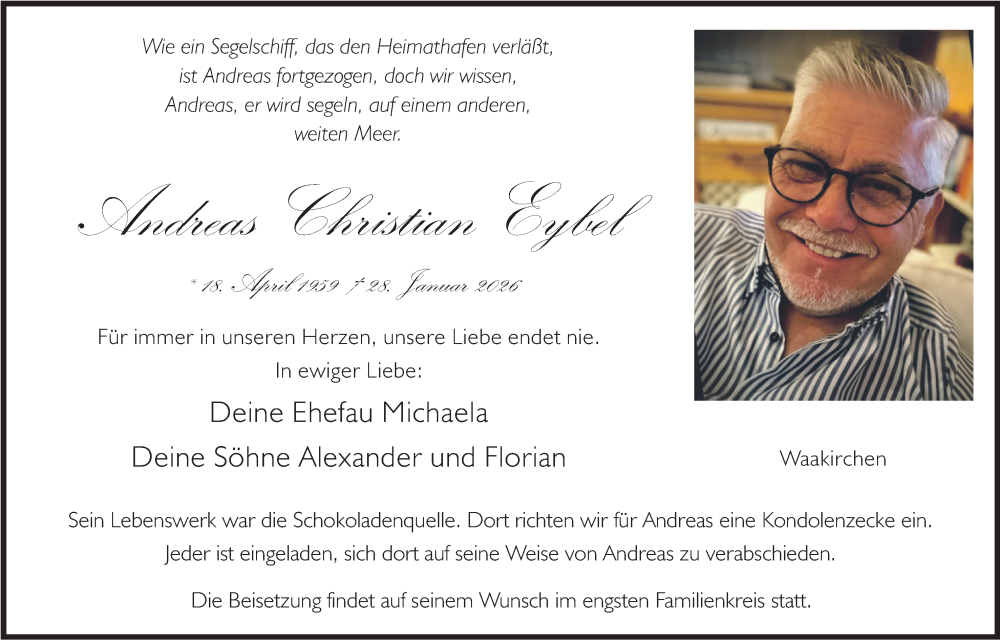  Traueranzeige für Andreas Christian Eybel vom 07.02.2026 aus merkurtz