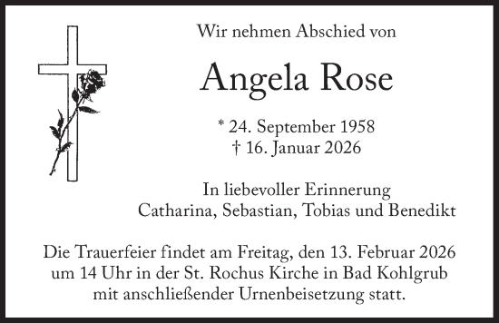 Traueranzeige von Angela Rose von merkurtz