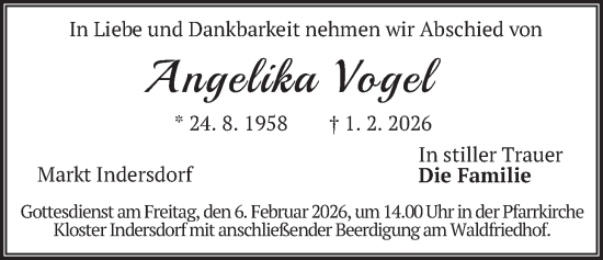 Traueranzeige von Angelika Vogel von merkurtz
