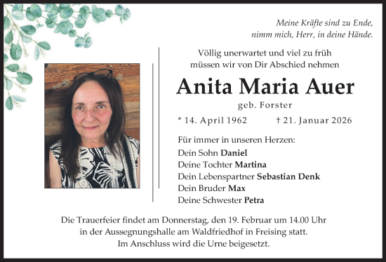 Traueranzeige von Anita Maria Auer von merkurtz
