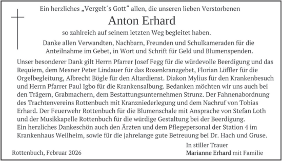 Traueranzeige von Anton Erhard von merkurtz