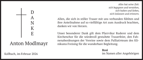 Traueranzeige von Anton Modlmayr von merkurtz