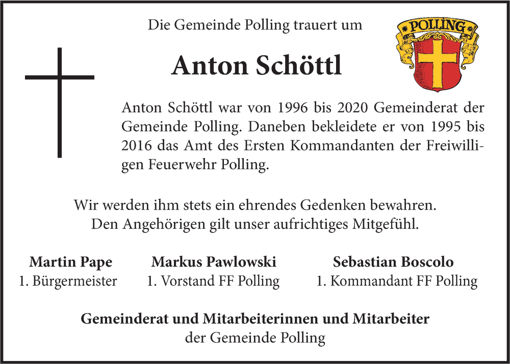  Traueranzeige für Anton Schöttl vom 07.02.2026 aus merkurtz