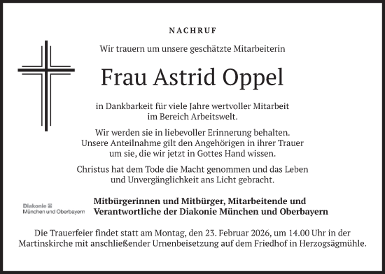 Traueranzeige von Astrid Oppel von merkurtz