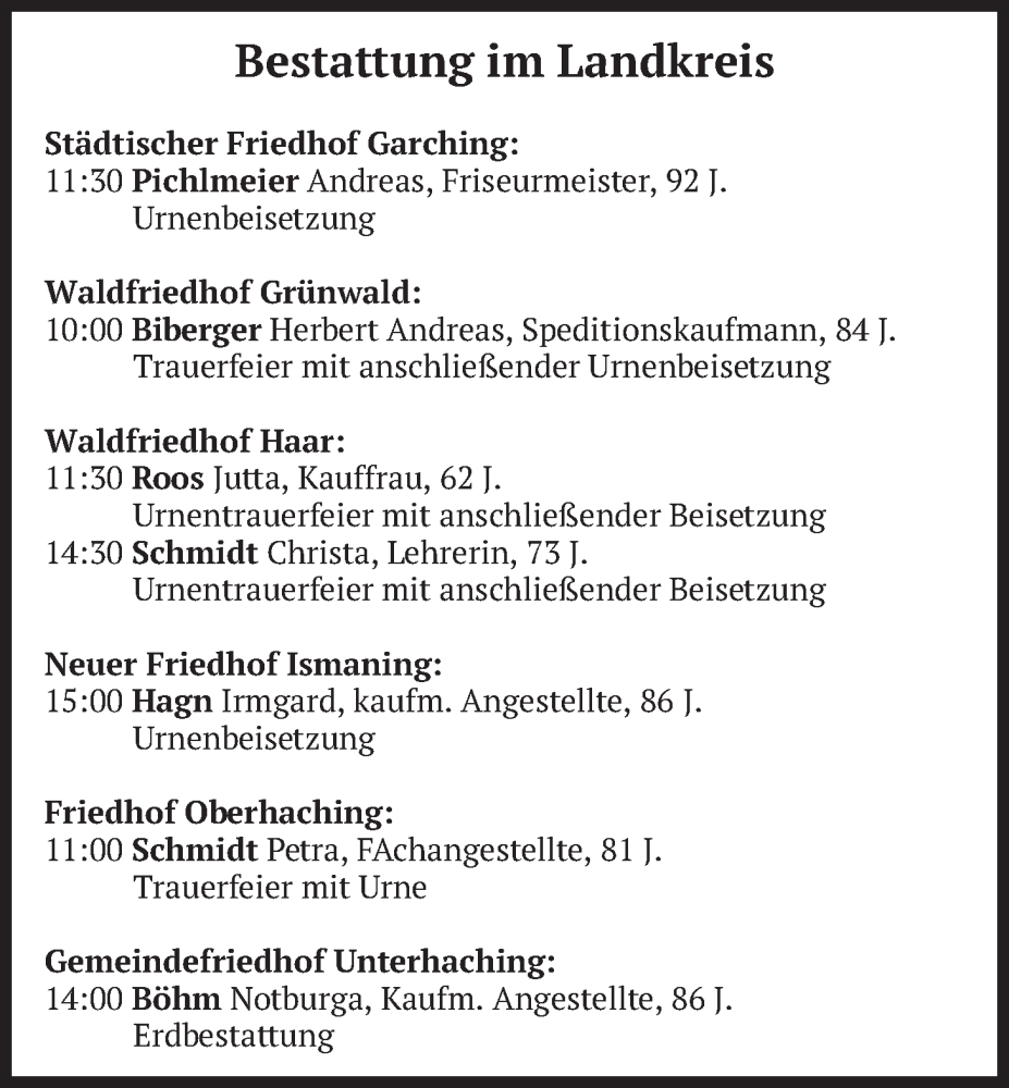  Traueranzeige für Bestattungen vom 05.02.2026 vom 05.02.2026 aus merkurtz