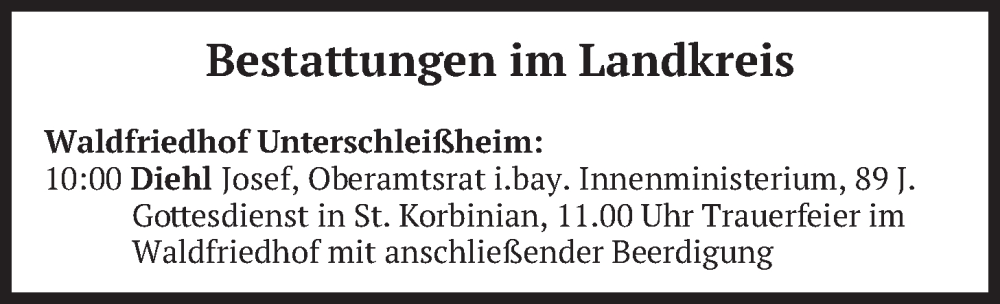  Traueranzeige für Bestattungen vom 07.02.2026 vom 07.02.2026 aus merkurtz