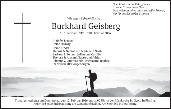 Traueranzeige von Burkhard Geisberg von merkurtz