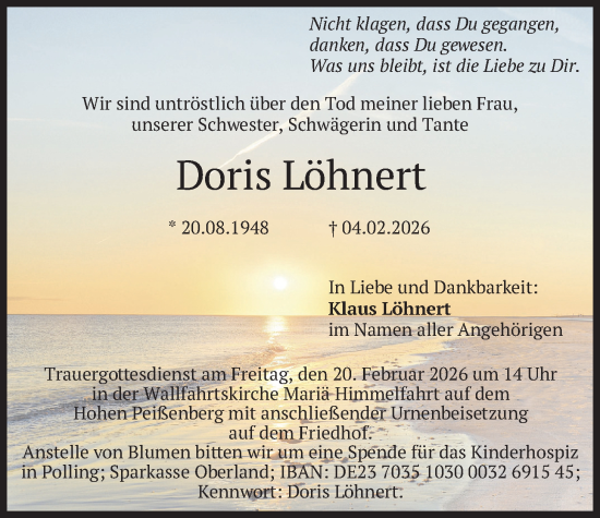 Traueranzeige von Doris Löhnert von merkurtz