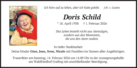 Traueranzeige von Doris Schild von merkurtz