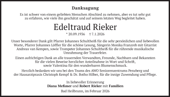 Traueranzeige von Edeltraud Rieker von merkurtz