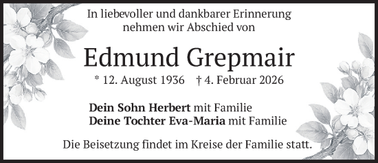 Traueranzeige von Edmund Grepmair von merkurtz