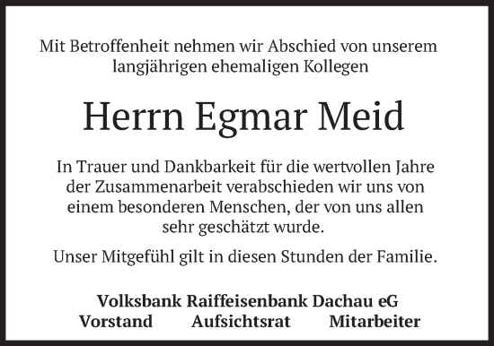 Traueranzeige von Egmar Meid von merkurtz