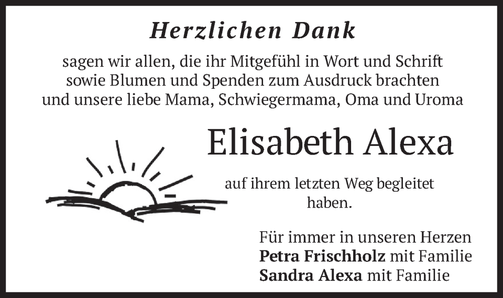  Traueranzeige für Elisabeth Alexa vom 07.02.2026 aus merkurtz