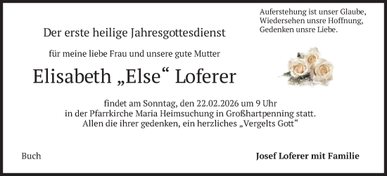Traueranzeige von Elisabeth Loferer von merkurtz