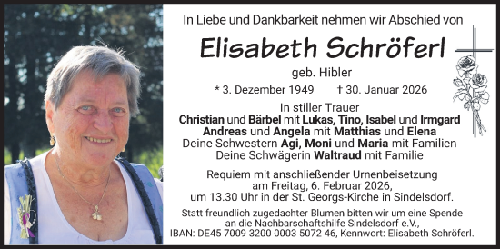 Traueranzeige von Elisabeth Schröferl von merkurtz