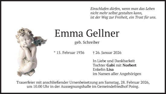 Traueranzeige von Emma Gellner von merkurtz