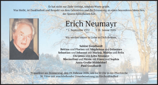 Traueranzeige von Erich Neumayr von Das Gelbe Blatt Penzberg