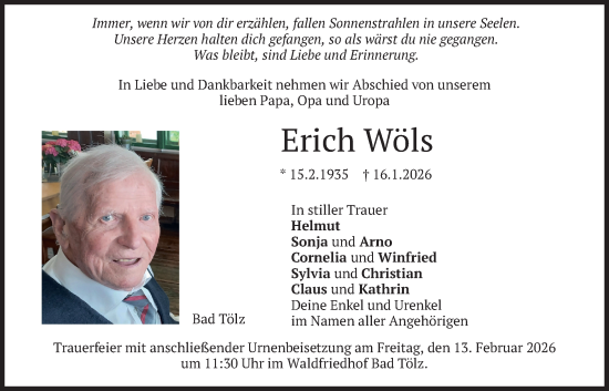 Traueranzeige von Erich Wöls von merkurtz