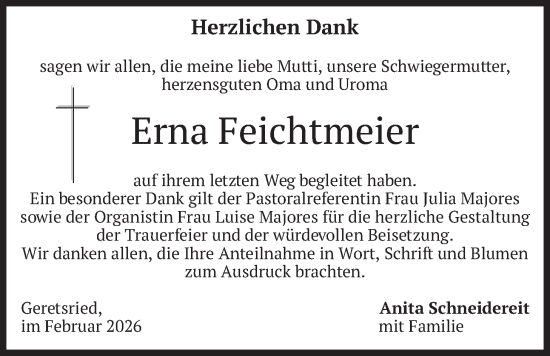 Traueranzeige von Erna Feichtmeier von merkurtz