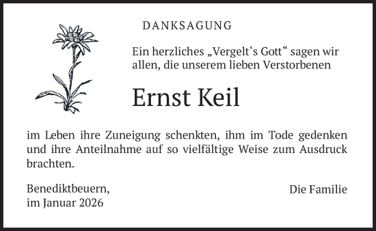 Traueranzeige von Ernst Keil von merkurtz
