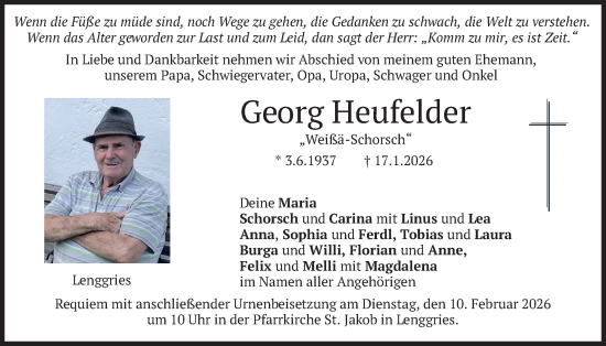 Traueranzeige von Georg Heufelder von merkurtz