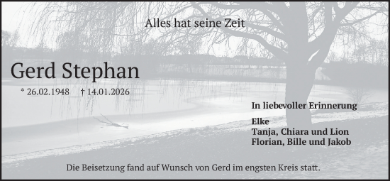 Traueranzeige von Gerd Stephan von merkurtz