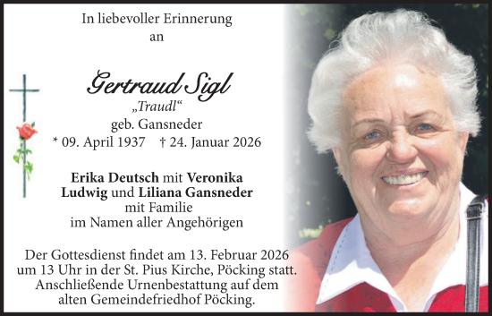 Traueranzeige von Gertraud Sigl von merkurtz