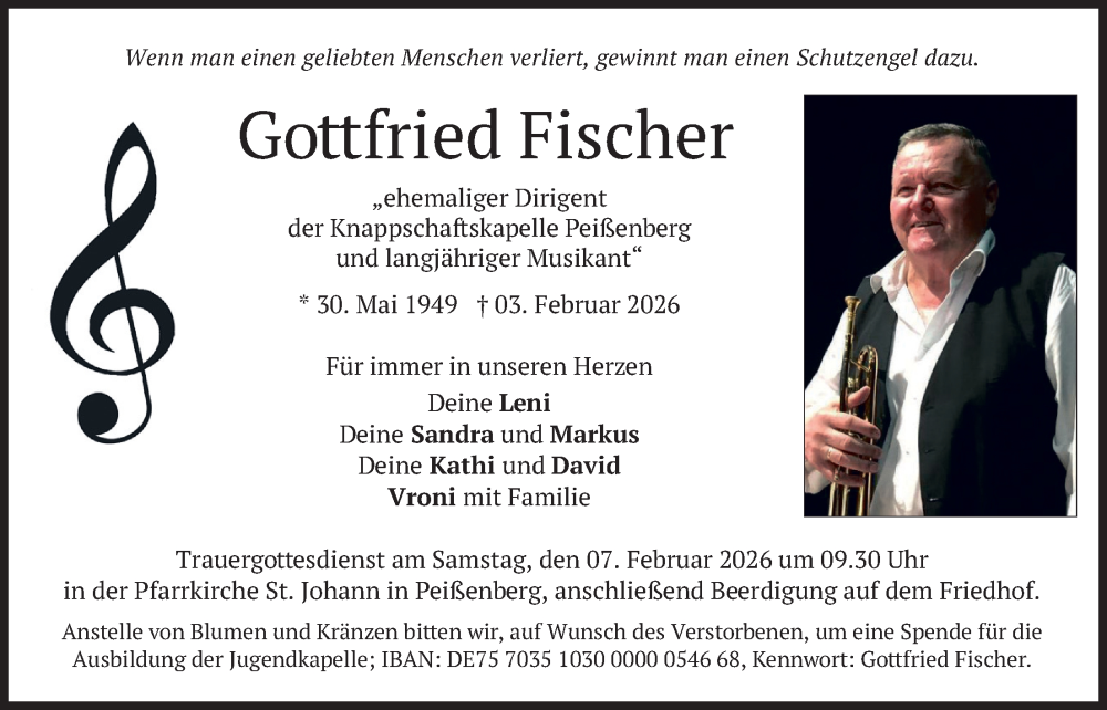  Traueranzeige für Gottfried Fischer vom 05.02.2026 aus merkurtz