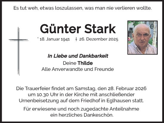 Traueranzeige von Günter Stark von merkurtz