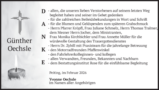 Traueranzeige von Günther Oechsle von merkurtz