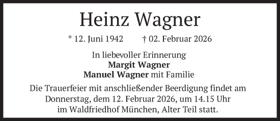 Traueranzeige von Heinz Wagner von merkurtz