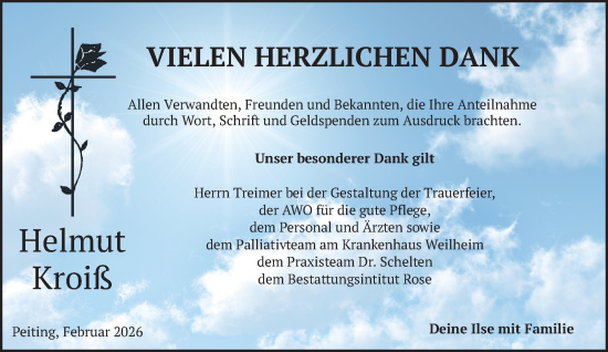 Traueranzeige von Helmut Kroiß von merkurtz