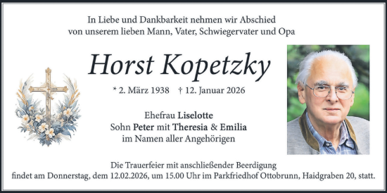 Traueranzeige von Horst Kopetzky von merkurtz