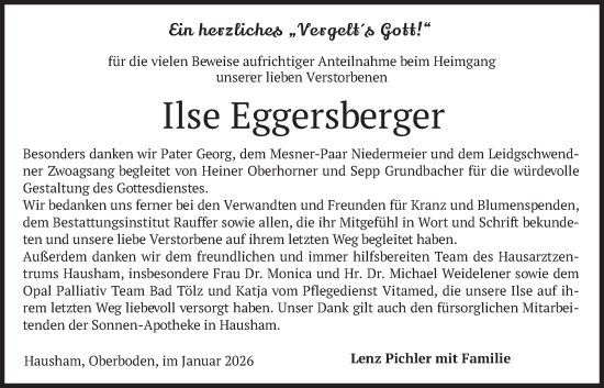 Traueranzeige von Ilse Eggersberger von merkurtz
