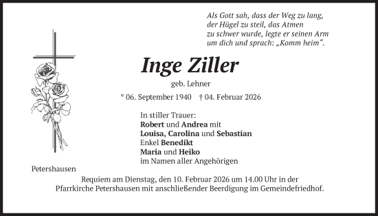 Traueranzeige von Inge Ziller von merkurtz