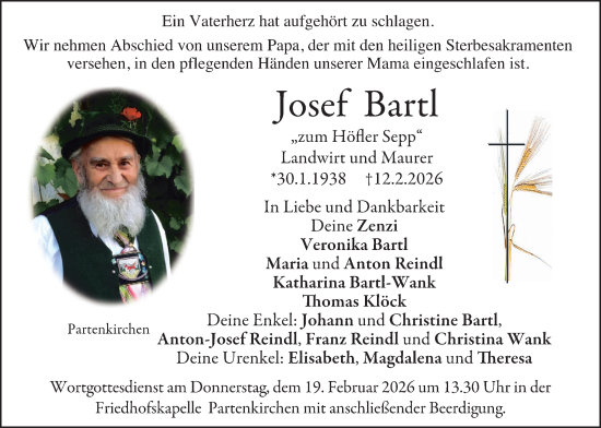 Traueranzeige von Josef Bartl von merkurtz