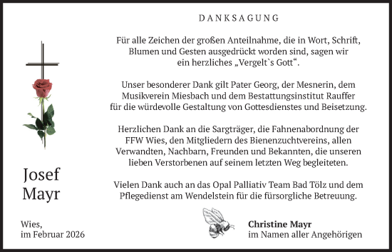 Traueranzeige von Josef Mayr von merkurtz