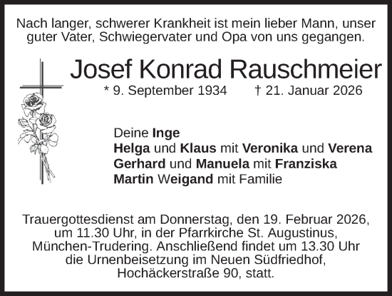 Traueranzeige von Josef Konrad Rauschmeier von merkurtz