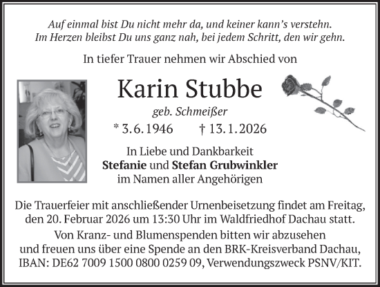 Traueranzeige von Karin Stubbe von merkurtz