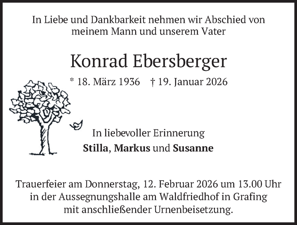  Traueranzeige für Konrad Ebersberger vom 07.02.2026 aus merkurtz