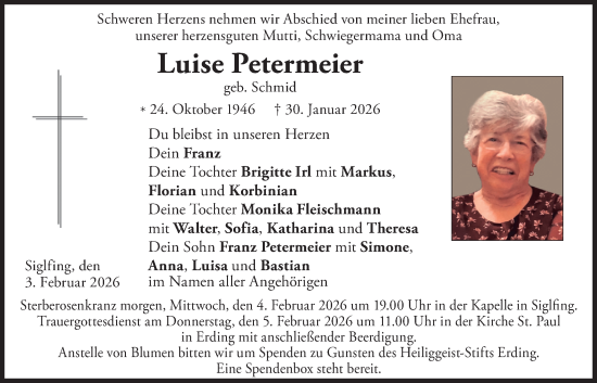 Traueranzeige von Luise Petermeier von merkurtz