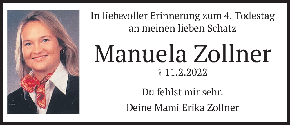 Traueranzeige für Manuela Zollner vom 11.02.2026 aus merkurtz