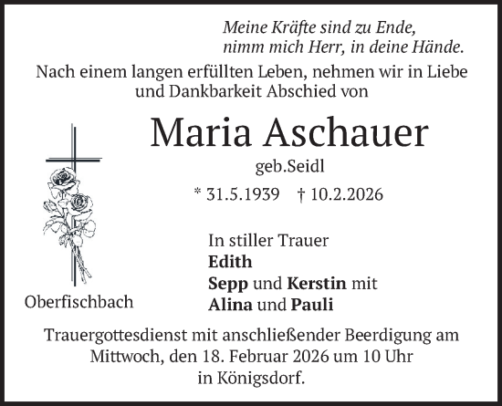 Traueranzeige von Maria Aschauer von merkurtz