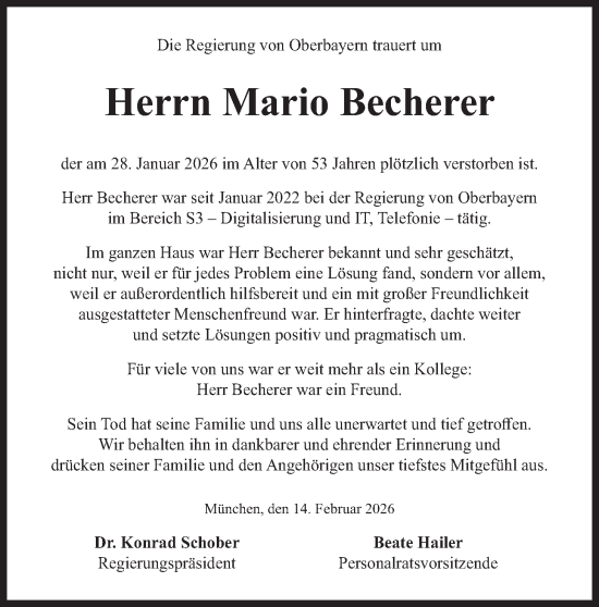 Traueranzeige von Mario Becherer von merkurtz