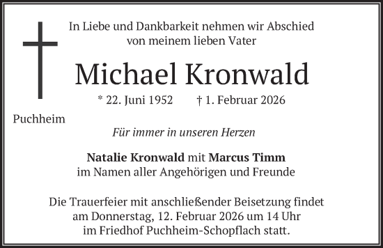 Traueranzeige von Michael Kronwald von merkurtz